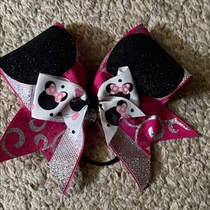 Pink and Black Bow with Glitter Accents